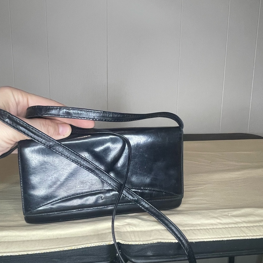 Loewe Authentic Vintage Leather Bifold Long Wallet on Removable Shoulder Strap - Picture 2 of 9